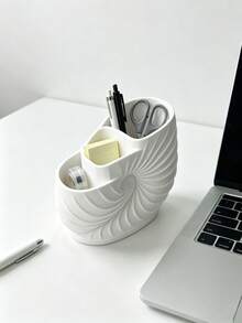 Conch Spiral Toothbrush Holder, Cosmetic Storage Rack, 3-Compartment Toothbrush Cup Organizer, Multi-Functional Storage Rack, Creative Shell-Shaped Bathroom Countertop Organizer. Multi-Compartment Design, Can Classify Toothbrushes, Toothpaste, Makeup Brushes, Hollow Spiral Texture Simple And Elegant, Stable And Not Easily Overturned, Suitable For Bathroom Sink Countertop, Space-Saving And Easy To Clean, Practical Storage Item For Home And Dormitory. - Multicolor - View 5