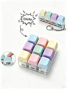 OBOVAY Fidget Keyboard Keycap Toy, Pendant Keychain Charm, Car Key Chain Bag Accessory, Adult Stress Relief Keychain, Sensory Calming Focus Relaxation Zipper Pendant, No Electricity Required, Birthday Gift Party Favor Christmas Holiday Gift - Multicolor - View 4