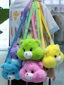Care Bears 絨毛斜挎包 可愛熊頭單肩包 柔軟毛茸茸卡通小包 Kawaii 迷你手提包 生日/派對禮物 18cm 21cm - 彩色 - 查看 11