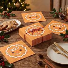 20/60/80 Pcs,Gingerbread Christmas Disposable Dinner Napkins,2-Ply Cookie With Colorful Candy Dots Print Paper Serviettes,Festive Winter Table Decor,For Christmas Potluck,Baking Party,BabyShower,Birthday Celebration,6.5*6.5 Inch - Multicolor - View 4