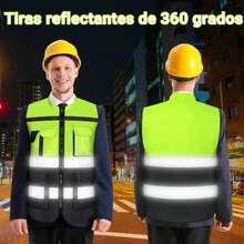 High-Visibility Reflective Vest With Zipper And Pockets, Unisex, Suitable For Construction Sites, Drivers, And Warehouse Work; Available In 3 Colors. - Green - View 7