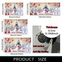 1pc Kitchen Floor Mat, Soft Faux Cashmere Material, Christmas Snowman & Christmas Tree Pattern, Non-Slip, Suitable For Kitchen, Bathroom, Entryway, Multi-Scene Use, Christmas Room Decor, Holiday Gift - Multicolor - View 8
