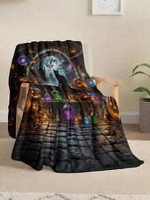 1 chiếc chăn phong cách Halloween mềm mại & thoải mái, khăn choàng đa năng cho sofa, giường, cắm trại ngoài trời, giải trí, gia đình, dã ngoại, du lịch, dùng cho mọi mùa, polyester 280gsm, có thể giặt máy - Nhiều màu - Xem 3