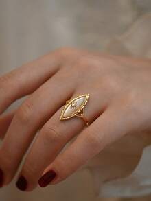 1pc Eye Eight-Pointed Star Ring For Women, Unique Niche Design, Personalized Luxury Style, Elegant Exquisite Finger Ring Suitable For Daily Wear, Gatherings And Parties - Yellow Gold - View 4