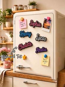 Ayotu Customized Personalized Text Fridge Magnets, Perler Beads Style Magnetic Fridge Magnets, Customizable Name Or Number, Hama Beads Storage Stickers Decoration, Ideal Choice For Decorating Fridge And Kitchen, Personalized Home Decor, Customized Memorial Kitchen Decoration, Fashionable DIY Crafts, Suitable As Customized Birthday/Housewarming Gifts For Mom, Best Friend, Bridesmaid, And Female Friends - Multicolor - View 1