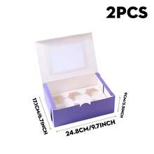 2/4/8/12pcs Cake Boxes, Cardboard Dessert Packaging Boxes With Transparent Window, Purple Rectangular Baking Boxes, Solid Color Design, Foldable, Suitable For Birthday Parties, Weddings, Celebrations, Dessert Packaging, Halloween Theme, Party Supplies. - Multicolor - View 8