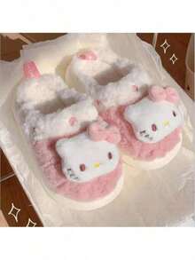 Sanrio Slippers, Cartoon Plush Pattern, Cute Hello Kitty Indoor Slippers, Autumn/Winter Warm Slippers - Multi-color - View 2