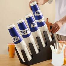2pcs Commercial Cup Dispenser And Straw Holder, Heavy Duty Desktop Cup Rack, Non-Food Contact Storage, Suitable For Coffee Shop And Office, Space-Saving, Durable, Stylish - Multicolor - View 9
