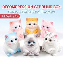 DAFENNI 1pc Random Cute Cat Squishy Toy, Collectible Blind Box Squeeze Toy, 6 Styles Available, Stress Relief Fingertip Toy, Anti-Anxiety Desktop Decompression Toy Gift - Multicolor - View 2