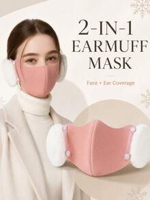 Masker Wajah 2-in-1 yang Dapat Dilepas dengan Pelindung Telinga, Motif Awan, Hangat & Lembut, Pelindung Telinga 3D yang Tipis dan Bernapas, Masker Wajah Luar Ruangan Tebal Tahan Angin dan Dingin untuk Musim Gugur/Dingin - MultiWarna - View 7