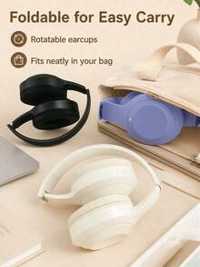 GENAI Headphone Nirkabel Over-Ear, Mikrofon Terintegrasi, Headphone Stereo HiFi Ringan yang Dapat Dilipat, Kontrol Volume, Bass Dalam, Cocok untuk Ponsel, Komputer, dan Kantor Rumah - View 3