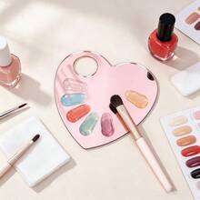1pc Heart-Shaped 2-In-1 Fake Nail Display Board & Nail Color Palette, Acrylic Handheld Nail Sample Display Tray, Multi-Function Nail Color Palette, Nail Rhinestone & Glitter Storage Box - Multicolor - View 3