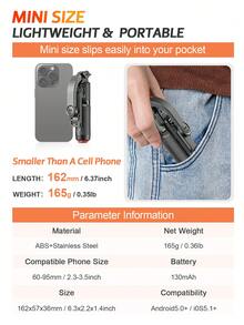 TOKQI Mini Selfie Stick With Auto Open Tripod,Wireless Bluetooth Wireless Remote Control, Detachable 360° Rotation Phone Holder,Extended Ground Stand Suitable For Smartphones Vlogging,Vacation,Travel,Holiday,Family Party,Recording,Shooting - TT22 - View 10