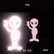 2pcs Neon Reflective Safety Stickers, Fun Alien Design - Suitable For Cars, Bicycles, Motorcycles, Backpacks - Night Visibility Decals, Durable Adhesive, Long-Lasting Reflection, Perfect For Vehicle Owners - Multicolor - View 9