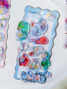 Children's Cartoon Glowing Gem Dynamic Oil-Filled Stickers Shiny Shaking Water-Filled Stickers Glitter Handmade Set - Multicolor - View 15