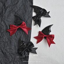 Black Little Devil Bat Wing Hair Clip, Halloween Red Butterfly Headpiece, Gothic Style Girl Hair Accessory - Multicolor - View 2