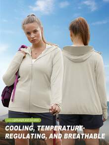 Oversizes Clothing Summer Women Ice Silk Breathable Jacket Outdoor Hooded Thin Fishing Clothing ,Suitable For Outdoor Leisure - Apricot - View 1