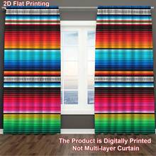 2pcs Digital Printed Curtains, Mexican Style Colorful Striped Print, Bohemian Style Curtains - Multicolor - View 9