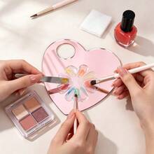 1pc Heart-Shaped 2-In-1 Fake Nail Display Board & Nail Color Palette, Acrylic Handheld Nail Sample Display Tray, Multi-Function Nail Color Palette, Nail Rhinestone & Glitter Storage Box - Multicolor - View 6