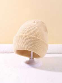 4pcs Baby Solid Color Minimalist Beanie, Soft Comfortable Warm Knitted Hat, Woolen Cap, Gift For Autumn/Winter - Multicolor - View 5