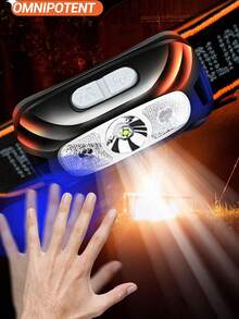 1pc Bright LED Sensor Headlamp, Mini Portable USB Rechargeable Rotatable Headlight For Outdoor Adventure, Camping, Fishing - White - View 6