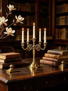 5‑Arm Gold Metal Candelabra Vintage Ornate Candle Holder No Candles Included Tabletop Centerpiece Decor For Dining Wedding Party Mantel Home Ornament Housewarming Gift - Multiple Styles - View 9