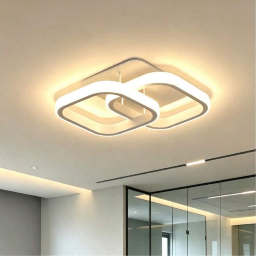 AMILL Led Ceiling Light Fixture, Modern Hallway Light Fixtures Ceiling Lighting,White Square Close To Ceiling Lights For Bathroom Bedroom Kitchen - White - View 1
