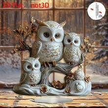 2D Flat Acrylic, Bohemian Style Acrylic Deer Set, Decorative Bohemian Style Deer Statue, Multi-Purpose Desktop Display, Suitable For Home, Office, Cafe Decoration, Collectible Art - Owl - View 6