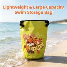 Mesuca Roll-Top Waterproof Swimming Storage Bucket Bag, Disney Cartoon Character Style, Neon Green Print, Lightweight Large Capacity, Sand-Proof, Adjustable Shoulder Strap, Suitable For Beach Camping Travel, 1pc - View 1