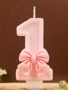 1pc Pink Bow Birthday Candle, Pink Glitter Sequin Decorated Number Candle 0-9, Romantic Gift For Best Friend, Mother, Girlfriend, Suitable For Birthday Party Cake Decoration, Creating Atmosphere, Christmas, Halloween Decoration, Baking Insert Decoration, Suitable For Girls, Children, Adults, Also Can Be Used For Ceremony Supplies, Gifts, Graduation Ceremony, Wedding And Other Occasions, Girl Photography Props, And Reliable - Multicolor - View 17