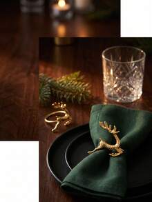 2/4pcs Three-Dimensional Reindeer-Shaped Napkin Rings - Christmas Party Table Decorations, Holiday Party Gifts, Christmas, Camping Essentials, Festival, Room Decor, Party Decorations, Wedding Decorations, Home Decor And Accessories - Multicolor - View 3