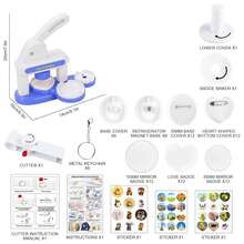 Badge Making Kit, 1 Set DIY Round Button Maker, Includes 48 Patterns And 48 Button Accessories, Press-Style Badge Maker Gift (Some Colors And Patterns Random) - Multicolor - View 14