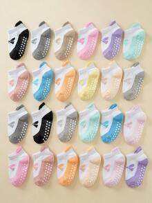 12 Pairs Random Bow Pattern Anti-Slip Floor Socks For Girls 1-12 Years Old, Dotted Grip Socks - Multicolor - View 2