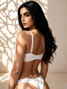 Temptuelle Women's Lace Patchwork Jacquard Wavy Underwire Supportive Push-Up Bra - White - View 4