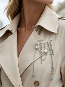1PC DIY Fashion Shell Turquoise Fringed Brooch Pants Chain - Creative And Unique Star-Shaped Chain Pendant Necklace - Multicolor - View 1