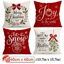4pcs/1pc Christmas Blessing Pattern Pillow Case Without Insert, Single-Sided Printed Pillow Case, Suitable For Living Room Bedroom Home Decor, All-Season Pillow Case - Multicolor - View 16