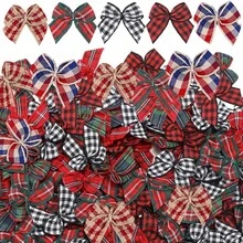 20 buah Pita Busur Kotak-kotak - Berbagai Pola Kotak-kotak) Busur Buatan Tangan 1 Inci, Cocok untuk Dekorasi Pohon Natal, Pembungkus Kado, Souvenir Pernikahan, Scrapbooking - Pembuatan Kartu, Pita Tahan Lama - A - View 5