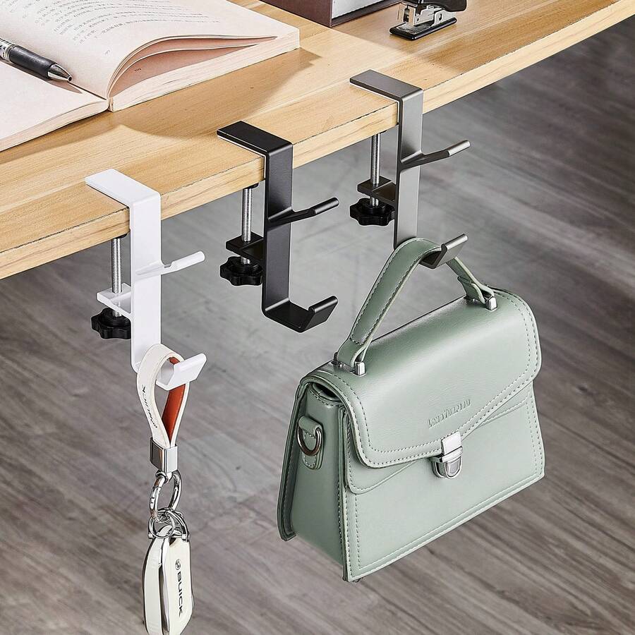Student Backpack Hook, Office Desk Movable Bag Hook, Desk Side Portable Headphone Holder, Home Storage - Multicolor - View 1