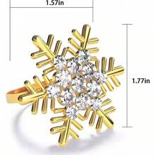 3pcs Deer Napkin Rings + 3pcs Snowflake Napkin Rings, Exquisite Christmas Themed Napkin Rings - Gold - View 3