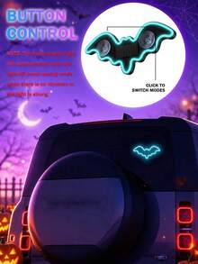 2026 Halloween New Bat Solar Powered Car Atmosphere Light Designed For Women Car Owners. Features 3.7V+300mAh Battery, Bat-Shaped Neon Light Window Decoration And Automatic Sensing Design. Provides 5 Lighting Modes, Creating Romantic Car Interior Decor For Couples And Women Drivers. Perfect Gift For Female Friends, Mother's Day And Wedding Season. - A - View 8