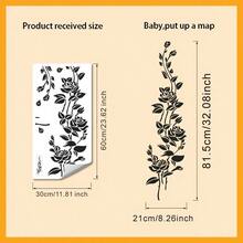 1PC Long Line Rose Flower Wall Sticker, Minimalist Style Sofa Corridor Large Area Concealment Black Floral Decorative Wall Decal - Black - View 7