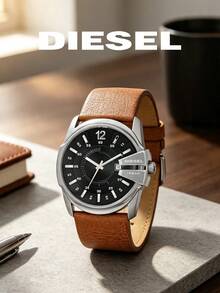 DIESEL DZ1617 Men Wristwatch, Black Dial Date Window 10BAR Water Resistant Business Casual Watch - Brown - View 1