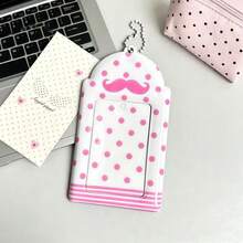 Polka Dot Mustache Card Holder 3inch Fan Photo Card Protector, Campus Card And Meal Card Storage Case With Pendant - C-multicolor - View 9
