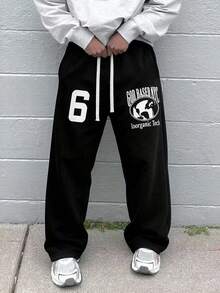 New Men's Casual Long Pants. Drawstring Minimalist Design. Pockets On Both Sides - Convenient For Carrying And Storage. Suitable For Outdoor And Daily Wear - Black - View 5