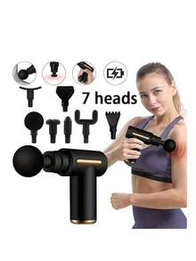 AXH. Powerful Muscle Relaxer - Rechargeable Deep Tissue Massage Gun, Equipped With 4 Massage Heads/7 Massage Heads, Full Body Relief, Ultimate Muscle Recovery Tool, Home-Grade Plastic Material, Rechargeable - Black - View 10