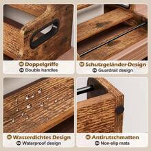 Weinregal aus Holz, mehrstufig, Tischablage, Flaschenhalter, Vitrine, Küchenschrank, Thekenorganizer, stapelbar, Massivholz, für Hausbar, Küche, Weinkeller, Esszimmer, Dekoration, 40,6 x 30,5 x 23,5 cm - Braun - Übersicht 5