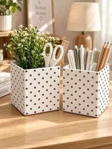 1pc New Polka Dot Pattern Multi-Function Storage Organizer Box - Tableware Storage Box, Desktop Organizer (Suitable For Storing Tableware, Straws, Tea Bags, Pens, Remote Controls); Compact And Space-Saving, Suitable For Kitchen, Office, Living Room - Multicolor - View 5
