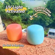 Mello Mallo Malvavisco Cambia Color UV, Juguete de Malvavisco Cambia Color Sensible a la Luz, Juguete Cilíndrico de Alivio del Estrés, Bola de Apretar Hecha a Mano - Multicolor - Ver 4