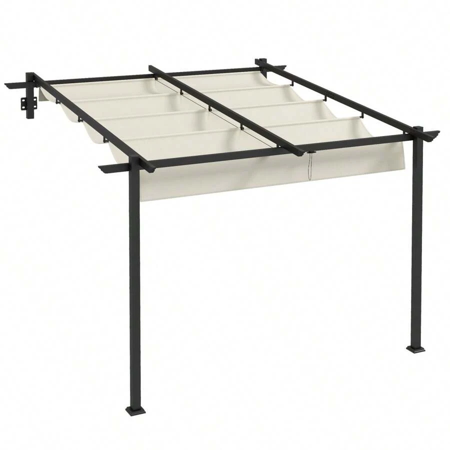 Pavillon 3 X 3 Pergola Winddicht, Terrassenüberdachung Mit Verstellbarem Dach, Für Garten & Terrasse, Cremefarben On-Site - Cream White + Aluminum - View 1