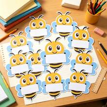 14pcs/Set Back To School Decorations, 12pcs Bee Paper Labels + 2pcs Durable Round Adhesive Stickers, Suitable For Classroom Bulletin Board, Locker, Desk Name Tag Decoration - Multicolor - View 11